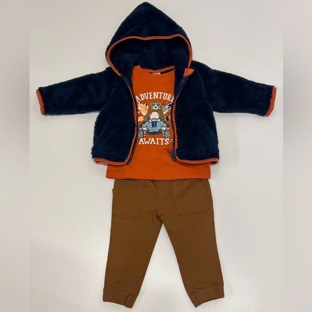MEMBER'S Mark - Boy's 3-Piece Long Sleeve Shirt,  Hooded Jacket & Pant Set 12 mo